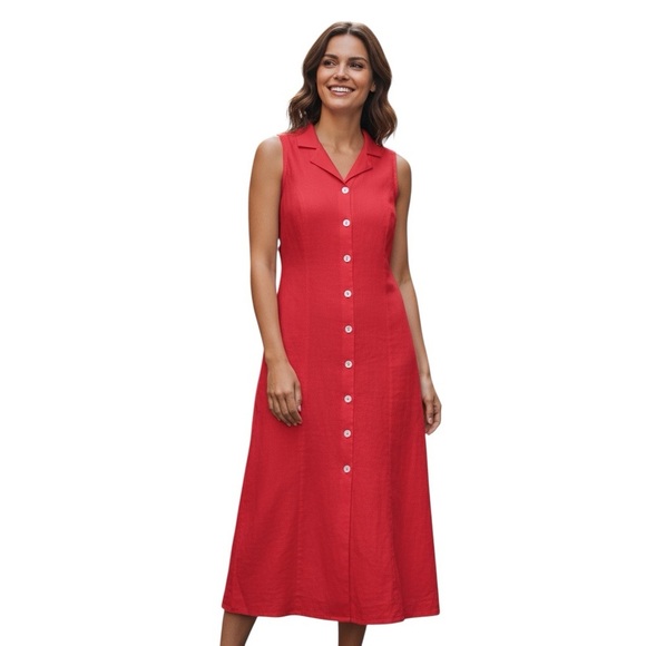 R&K Originals Red Linen Blend Sleeveless Maxi Dress – Size 10 - Picture 4 of 4